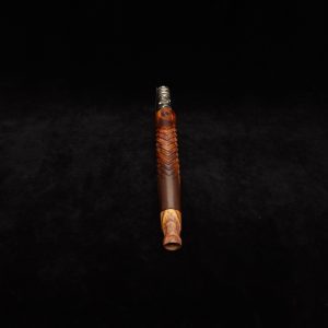 This image portrays Diagonal Slant Dynavap XL Burl Stem + Matching Mouthpiece by Dovetail Woodwork.