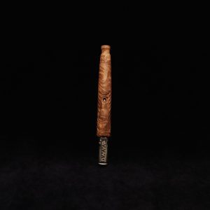 This image portrays Diagonal Slant Dynavap XL Premium Burl Stem + Matching Mouthpiece by Dovetail Woodwork.