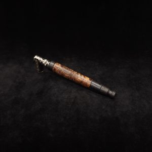 This image portrays Straight Tapered Dynavap XL Burl Hybrid Stem + Matching Mouthpiece by Dovetail Woodwork.