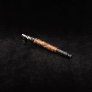 This image portrays Straight Tapered Dynavap XL Burl Hybrid Stem + Matching Mouthpiece by Dovetail Woodwork.