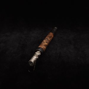 This image portrays Straight Tapered Dynavap XL Burl Hybrid Stem + Matching Mouthpiece by Dovetail Woodwork.