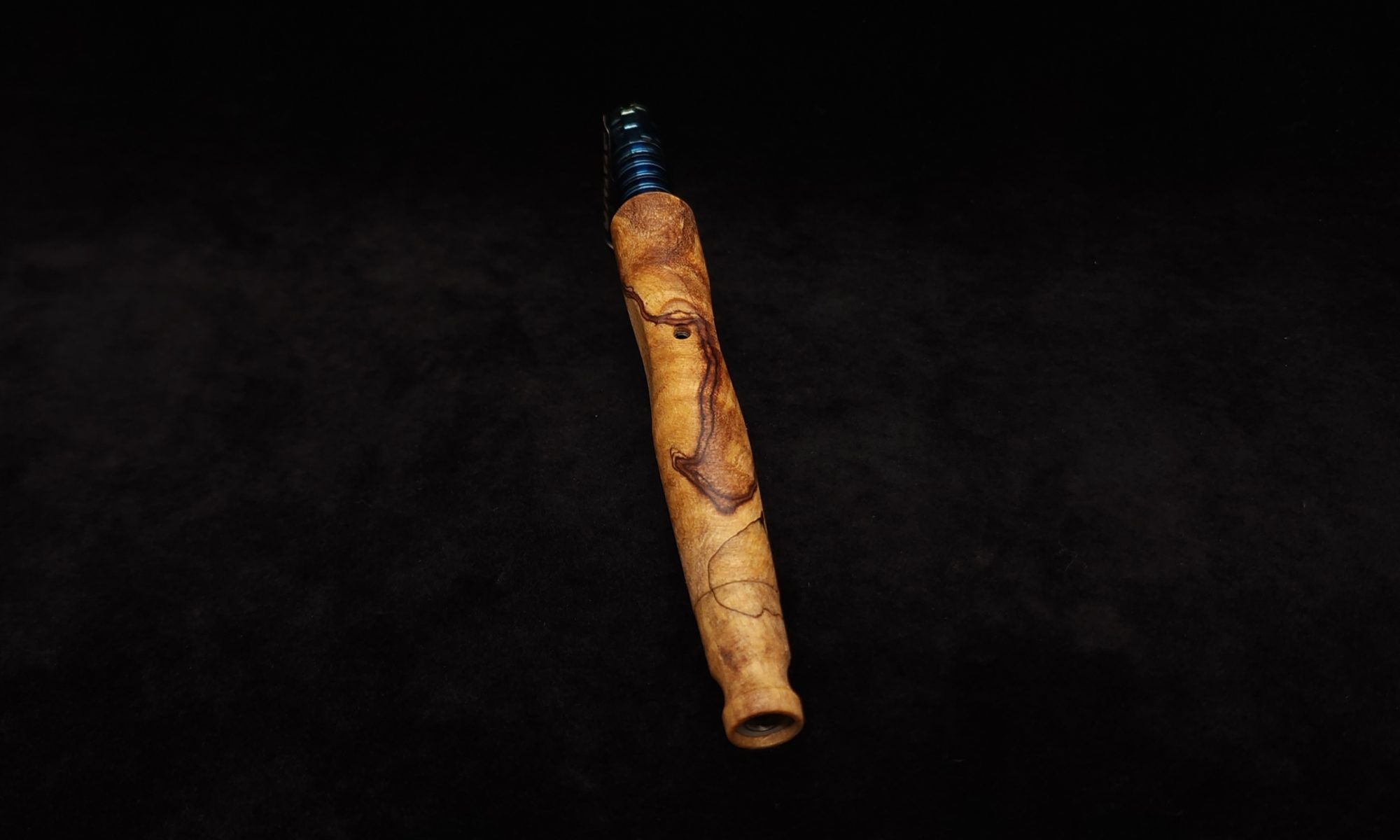 This image portrays Straight Tapered Dynavap XL Gripped Stem + Matching Mouthpiece by Dovetail Woodwork.