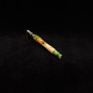 This image portrays Taper Gripped Dynavap Green Color Fade Stem + Matched Mouthpiece by Dovetail Woodwork.