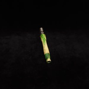 This image portrays Taper Gripped Dynavap Green Color Fade Stem + Matched Mouthpiece by Dovetail Woodwork.