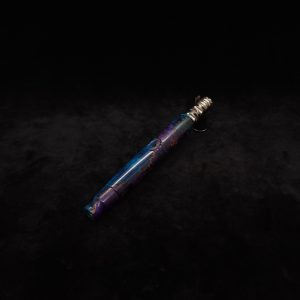 This image portrays Straight Taper Blurple Dynavap XL Hybrid Stem + Matched Mouthpiece by Dovetail Woodwork.