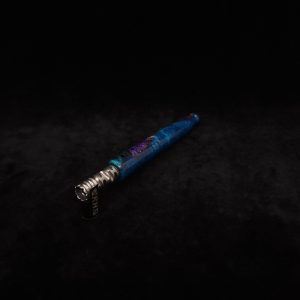 This image portrays Straight Taper Blurple Dynavap XL Hybrid Stem + Matched Mouthpiece by Dovetail Woodwork.