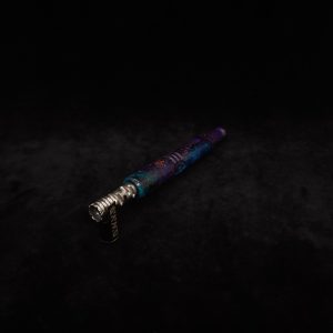 This image portrays Straight Taper Blurple Dynavap XL Hybrid Stem + Matched Mouthpiece by Dovetail Woodwork.