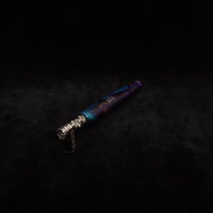 This image portrays Straight Taper Blurple Dynavap XL Hybrid Stem + Matched Mouthpiece by Dovetail Woodwork.