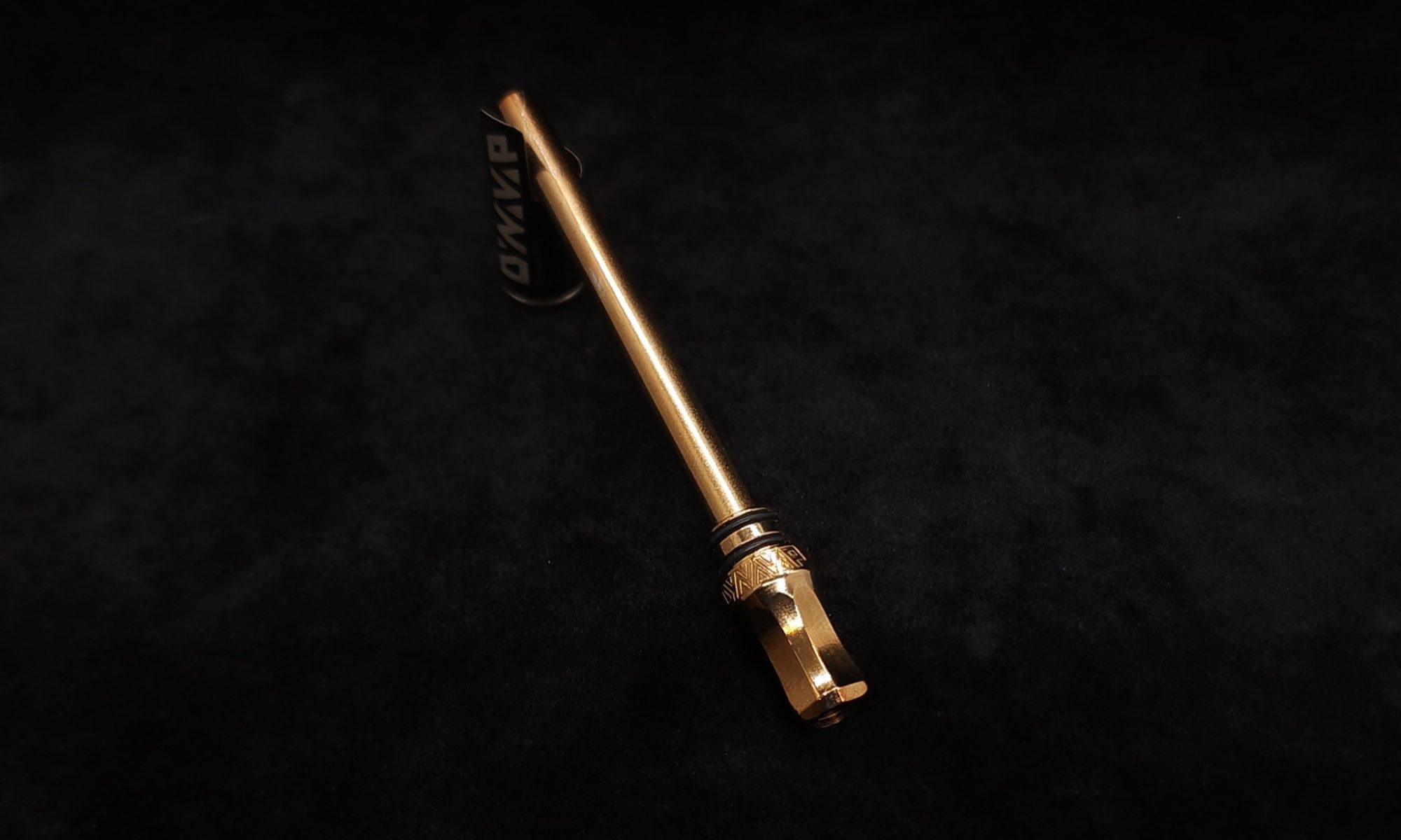 This image portrays Golden Anodized M Condenser/Mouthpiece Assembly by Dovetail Woodwork.