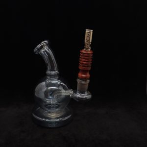 This image portrays Dynavap 14mm WPA Stem-S.S. Metal Core-Finned/Manzanita Burl-NEW! by Dovetail Woodwork.