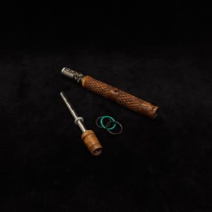 This image portrays Attenuated Dynavap XL Diamond Burl Stem + Matching Mouthpiece-NEW! by Dovetail Woodwork.