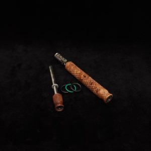 This image portrays Attenuated Dynavap XL Diamond Burl Stem + Matching Mouthpiece-NEW! by Dovetail Woodwork.