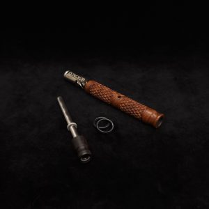 This image portrays Attenuated Dynavap XL Diamond Burl Stem + Mouthpiece by Dovetail Woodwork.