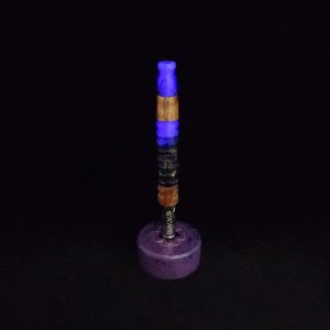 This image portrays Fractured Dynavap XL Hybrid Luminescent Stem + Matching Mouthpiece by Dovetail Woodwork.