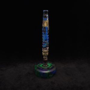 This image portrays Fractured Dynavap XL Hybrid Luminescent Stem + Matching Mouthpiece by Dovetail Woodwork.