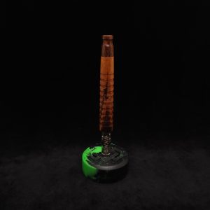 This image portrays Fractured Dynavap XL Stem/Tiger Wood+Matching Mouthpiece-NEW! by Dovetail Woodwork.