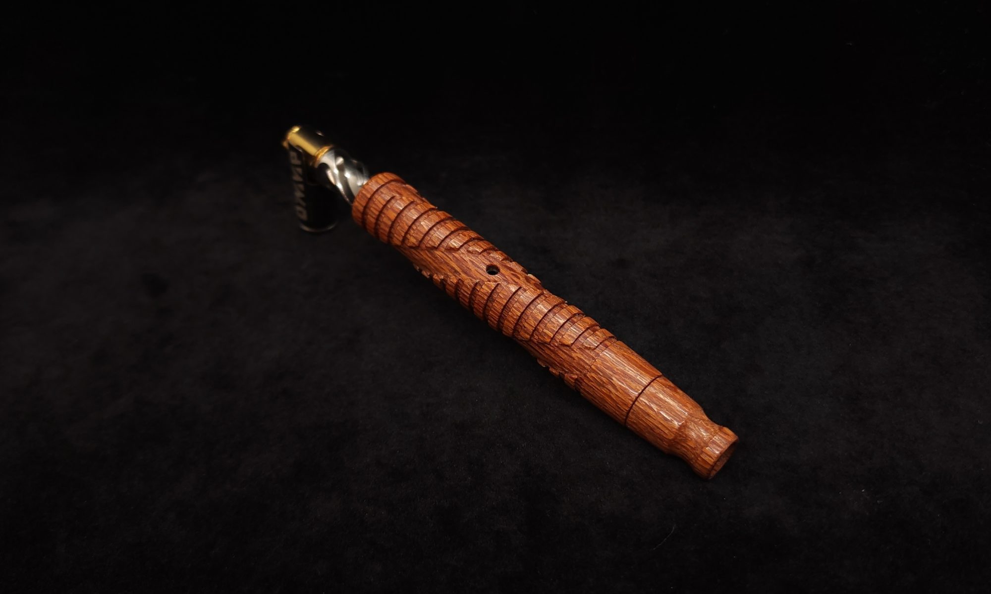 This image portrays Helix Dynavap XL Leopard Wood Stem + Matching Mouthpiece-NEW! by Dovetail Woodwork.