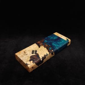 This image portrays Dynavap Device/Material Storage Case-(XL)-Burl Hybrid by Dovetail Woodwork.