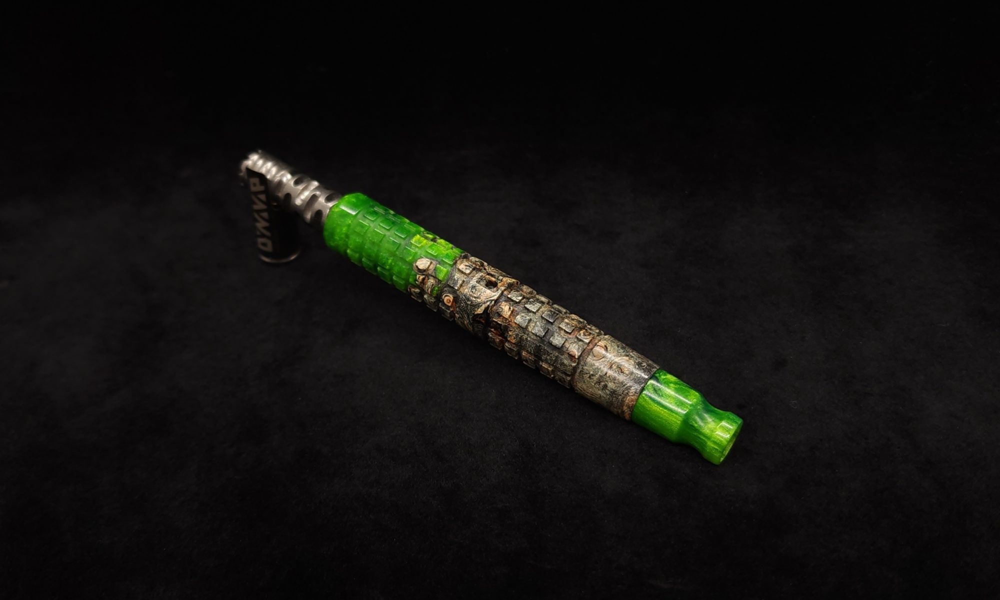 This image portrays Knurled Square Dynavap XL Hybrid Stem + Matching Mouthpiece-NEW! by Dovetail Woodwork.