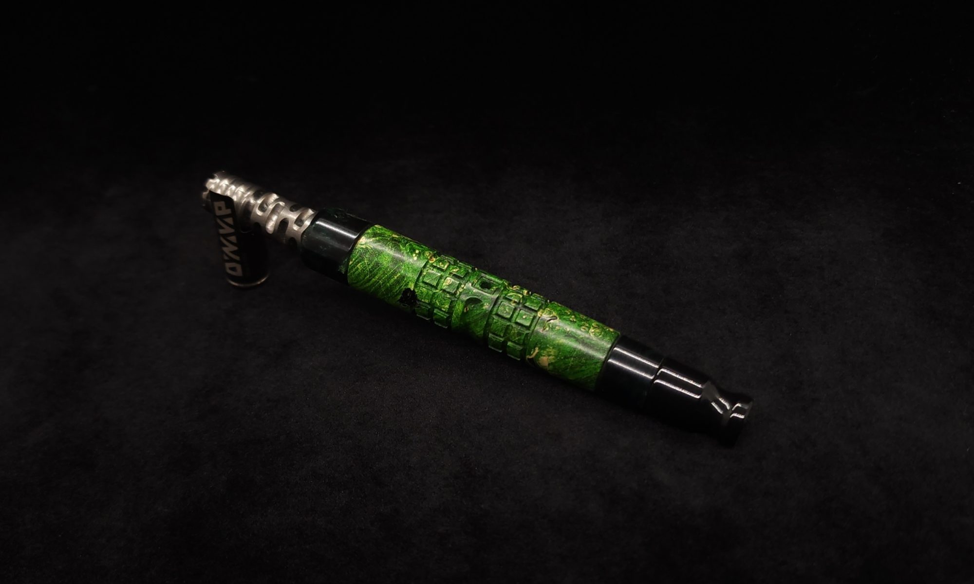 This image portrays Knurled Square Dynavap XL Hybrid Stem + Matched Mouthpiece-NEW! by Dovetail Woodwork.