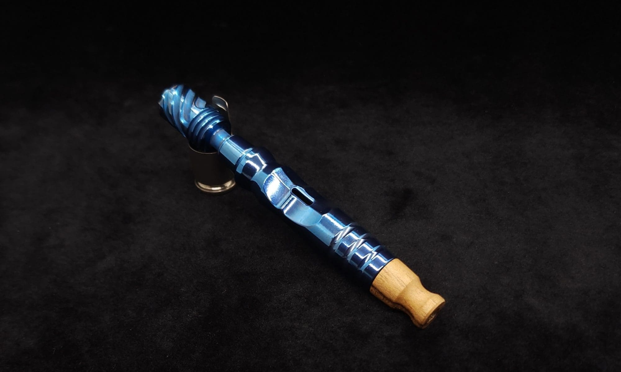 This image portrays Dynavap HyperDyn Teak Wood Mouthpiece with High-Temp O-Ring by Dovetail Woodwork.