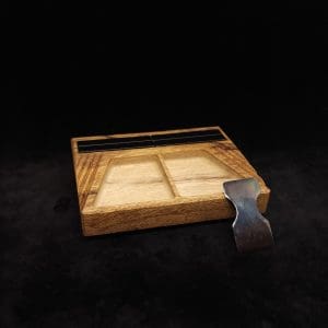 This image portrays DynaTray-Dynavap Stem Display Holder/Sorting Tray-Black Limba by Dovetail Woodwork.