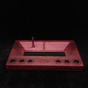 This image portrays DynaTray-Dynavap Stem Display Holder/Sorting Tray-Purpleheart Wood by Dovetail Woodwork.