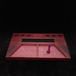 This image portrays DynaTray-Dynavap Stem Display Holder/Sorting Tray-Purpleheart Wood by Dovetail Woodwork.