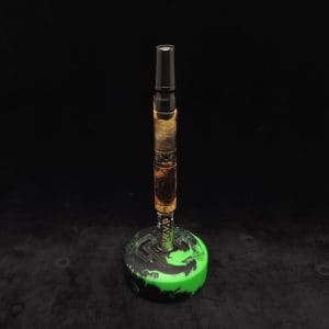 This image portrays Attenuated Dynavap XL Burl Hybrid Stem + Matching Mouthpiece by Dovetail Woodwork.