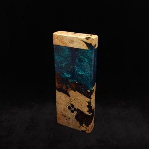 This image portrays Dynavap Device/Material Storage Case-(XL)-Burl Hybrid by Dovetail Woodwork.