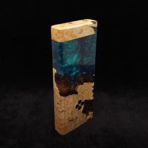 This image portrays Dynavap Device/Material Storage Case-(XL)-Burl Hybrid by Dovetail Woodwork.