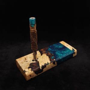 This image portrays Dynavap Device/Material Storage Case-(XL)-Burl Hybrid by Dovetail Woodwork.