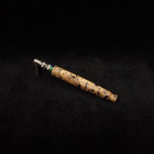 This image portrays Straight Taper Cosmic Burl XL Dynavap Stem + Matching M.P. by Dovetail Woodwork.