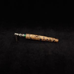 This image portrays Straight Taper Cosmic Burl XL Dynavap Stem + Matching M.P. by Dovetail Woodwork.