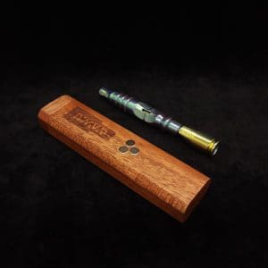 This image portrays The HyperDyn-Full Device w/Case-Green/Gold Color-Shift Anodized-NEW! by Dovetail Woodwork.