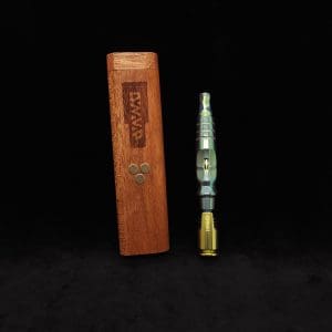 This image portrays The HyperDyn-Full Device w/Case-Green/Gold Color-Shift Anodized-NEW! by Dovetail Woodwork.