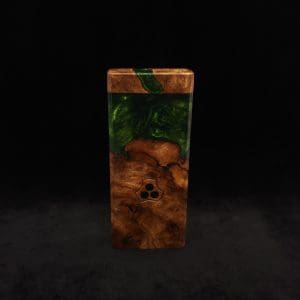 This image portrays Dynavap Device/Material Storage Case-High Class Burl (XL) Hybrid by Dovetail Woodwork.