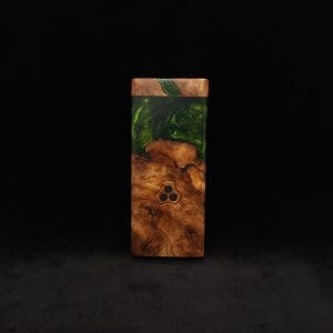 This image portrays Dynavap Device/Material Storage Case-High Class Burl (XL) Hybrid by Dovetail Woodwork.