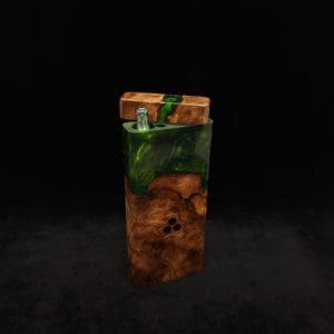 This image portrays Dynavap Device/Material Storage Case-High Class Burl (XL) Hybrid by Dovetail Woodwork.