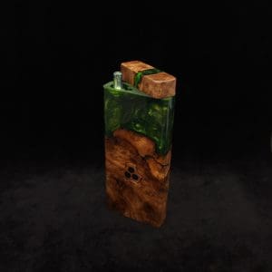 This image portrays Dynavap Device/Material Storage Case-High Class Burl (XL) Hybrid by Dovetail Woodwork.