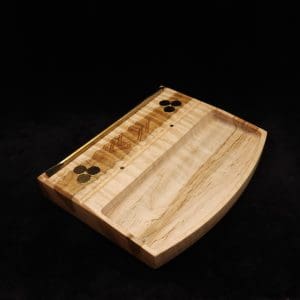 This image portrays DynaTray-Dynavap Stem Display Holder/Sorting Tray-Wavy Curly Maple Burl by Dovetail Woodwork.