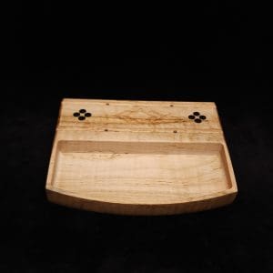 This image portrays DynaTray-Dynavap Stem Display Holder/Sorting Tray-Wavy Curly Maple Burl by Dovetail Woodwork.