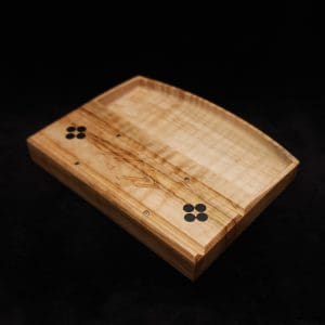 This image portrays DynaTray-Dynavap Stem Display Holder/Sorting Tray-Wavy Curly Maple Burl by Dovetail Woodwork.