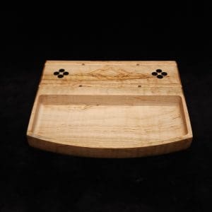 This image portrays DynaTray-Dynavap Stem Display Holder/Sorting Tray-Wavy Curly Maple Burl by Dovetail Woodwork.