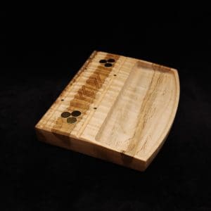 This image portrays DynaTray-Dynavap Stem Display Holder/Sorting Tray-Wavy Curly Maple Burl by Dovetail Woodwork.