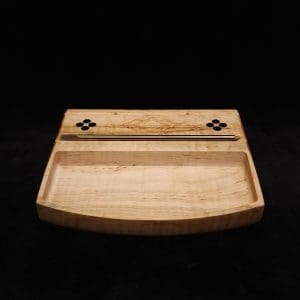 This image portrays DynaTray-Dynavap Stem Display Holder/Sorting Tray-Wavy Curly Maple Burl by Dovetail Woodwork.