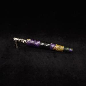 This image portrays Straight Taper Cosmic Burl XL Dynavap Stem + Matched M.P. by Dovetail Woodwork.