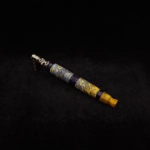 This image portrays Straight Taper Cosmic Burl XL Dynavap Stem + (2) Matched M.P.'s by Dovetail Woodwork.