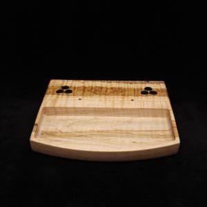 This image portrays DynaTray-Dynavap Stem Display Holder/Sorting Tray-Wavy Curly Maple Burl by Dovetail Woodwork.