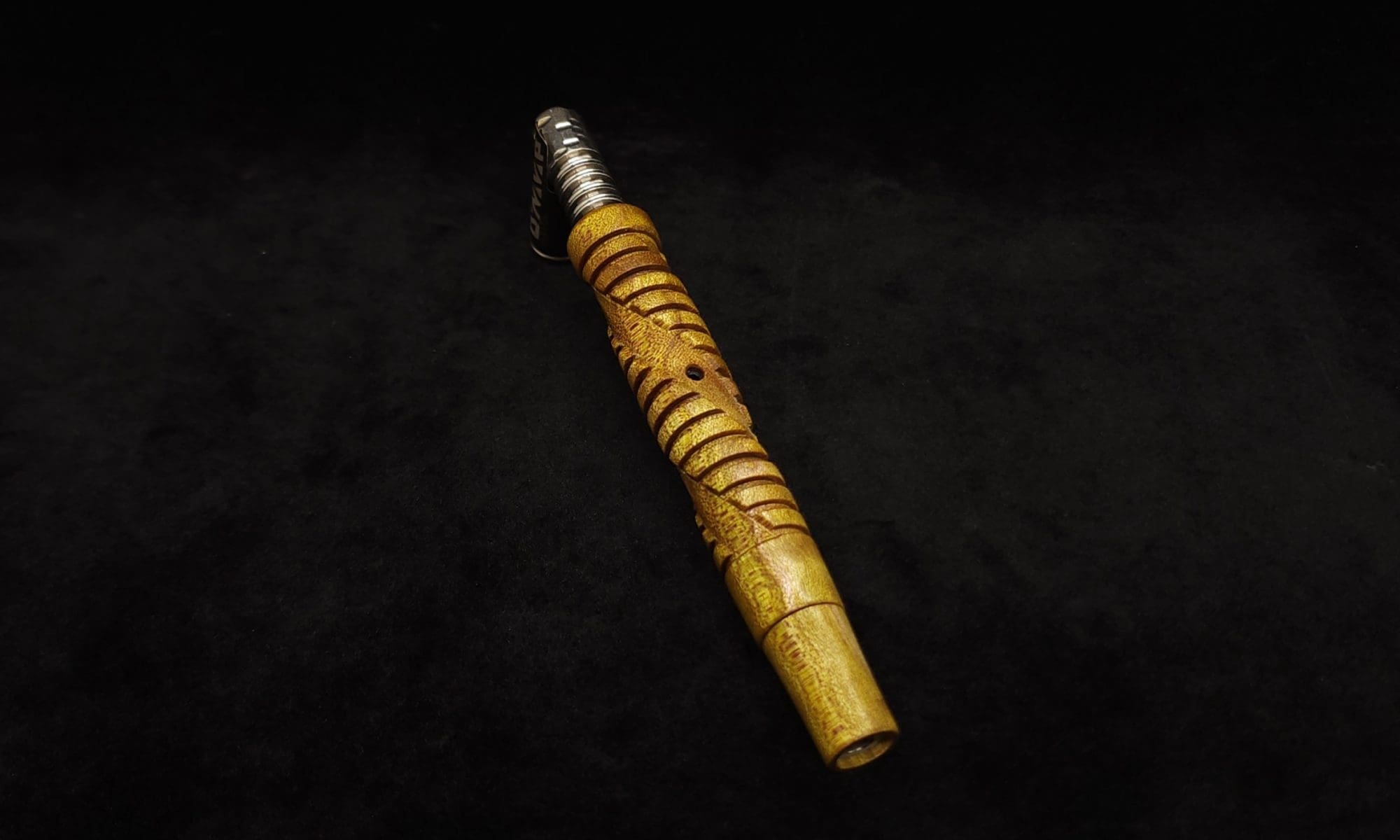 This image portrays Helix Dynavap XL Burl Stem + Matching Mouthpiece-NEW! by Dovetail Woodwork.